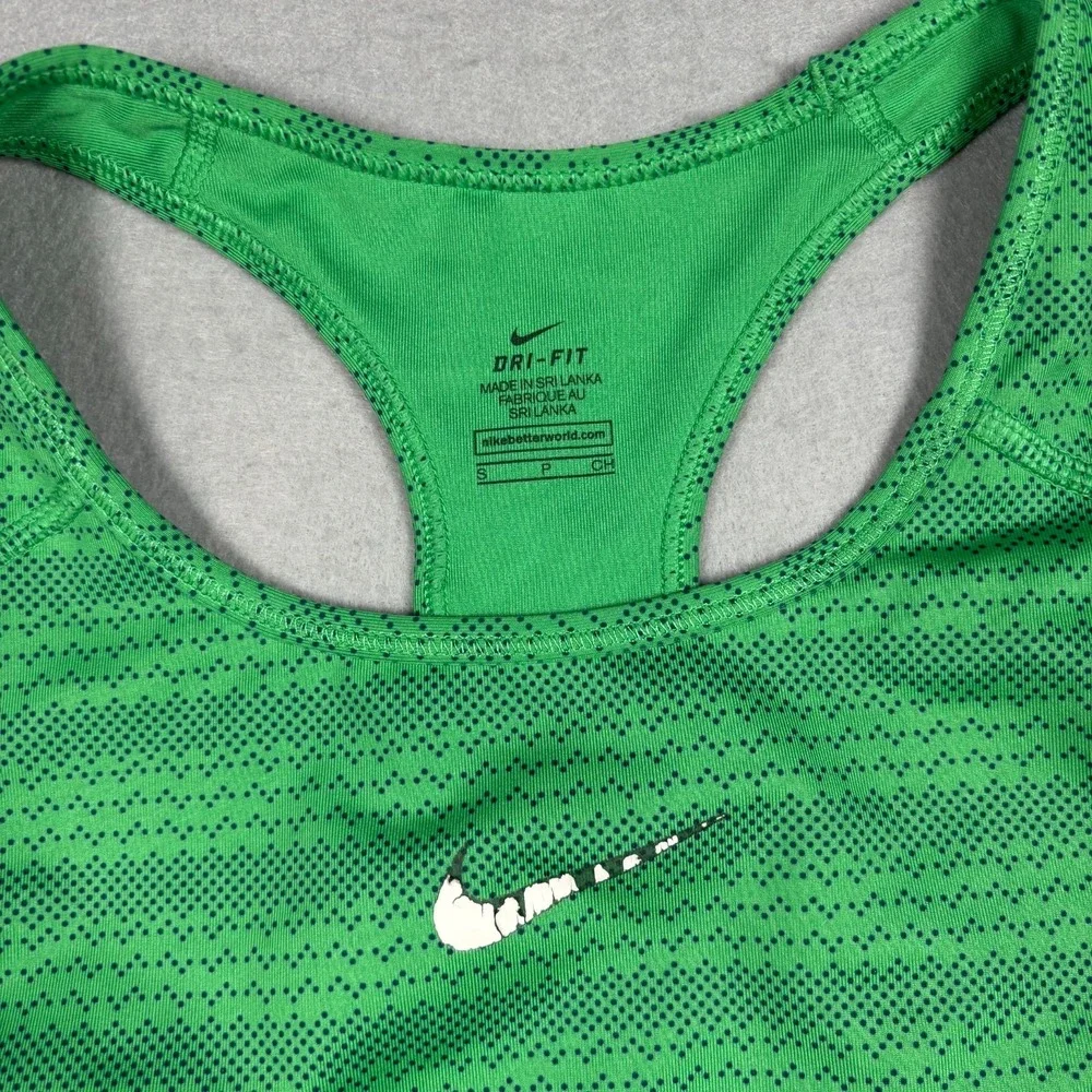 Nike Dri-FIT Women's Sports Bra Green Size Small Racerback Patterned Gym Workout